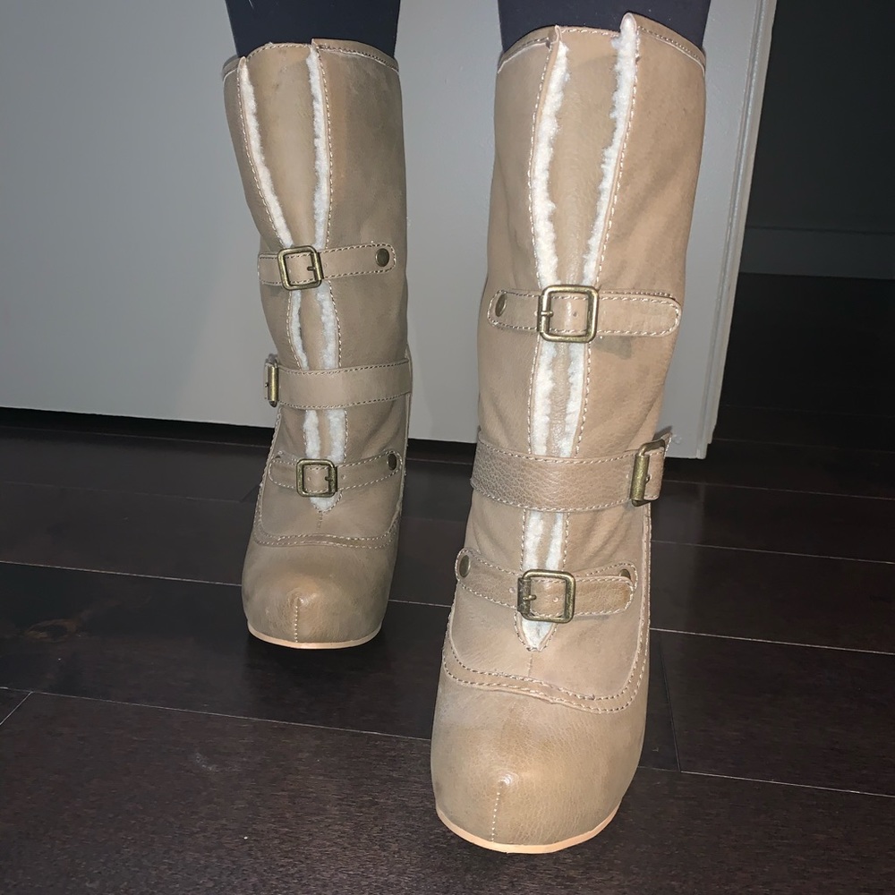 Betsey Johnson Tan Wedge Boot